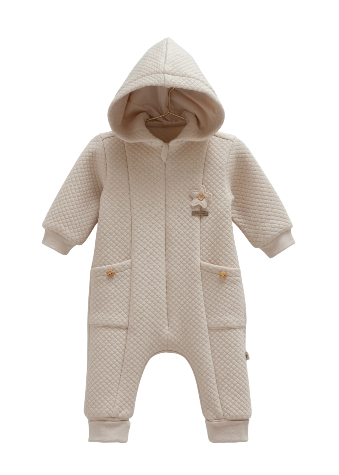 Combinezon Bej Bumbac Matlasat cu Gluga TE2042 Mell Sweet Baby