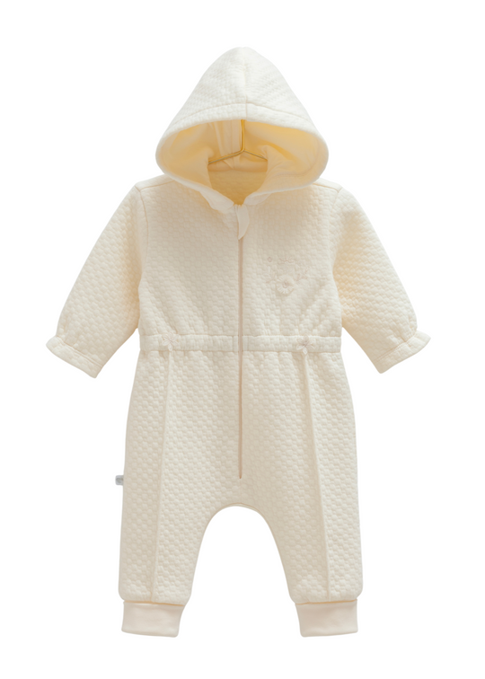 Combinezon Crem din Bumbac cu Fermoar si Elastic in Talie TK2030 Mell Sweet Baby