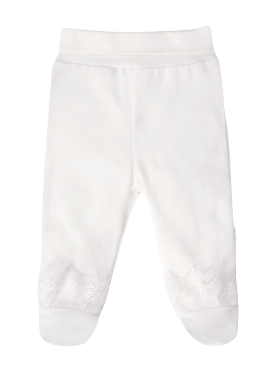 Pantaloni Crem cu Botosei si Dantela pentru Fetite T4475 – Bebetto
