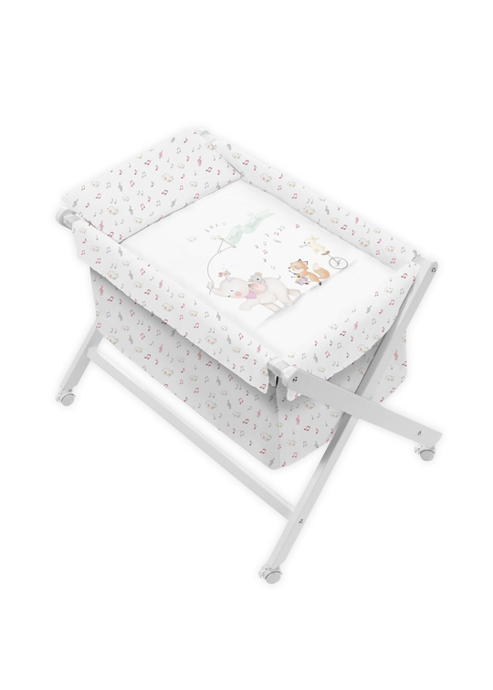 Patut Co-Sleeping Textil cu Saltea si Set de Lenjerie Roz – D80372-02 InterBaby