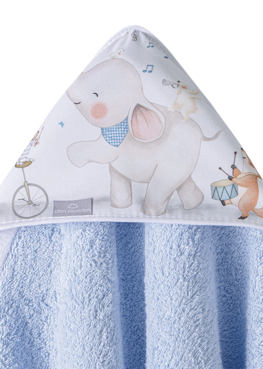 Prosop cu Capison 100x100 cm Bleu cu Elefantel D1219-01 InterBaby