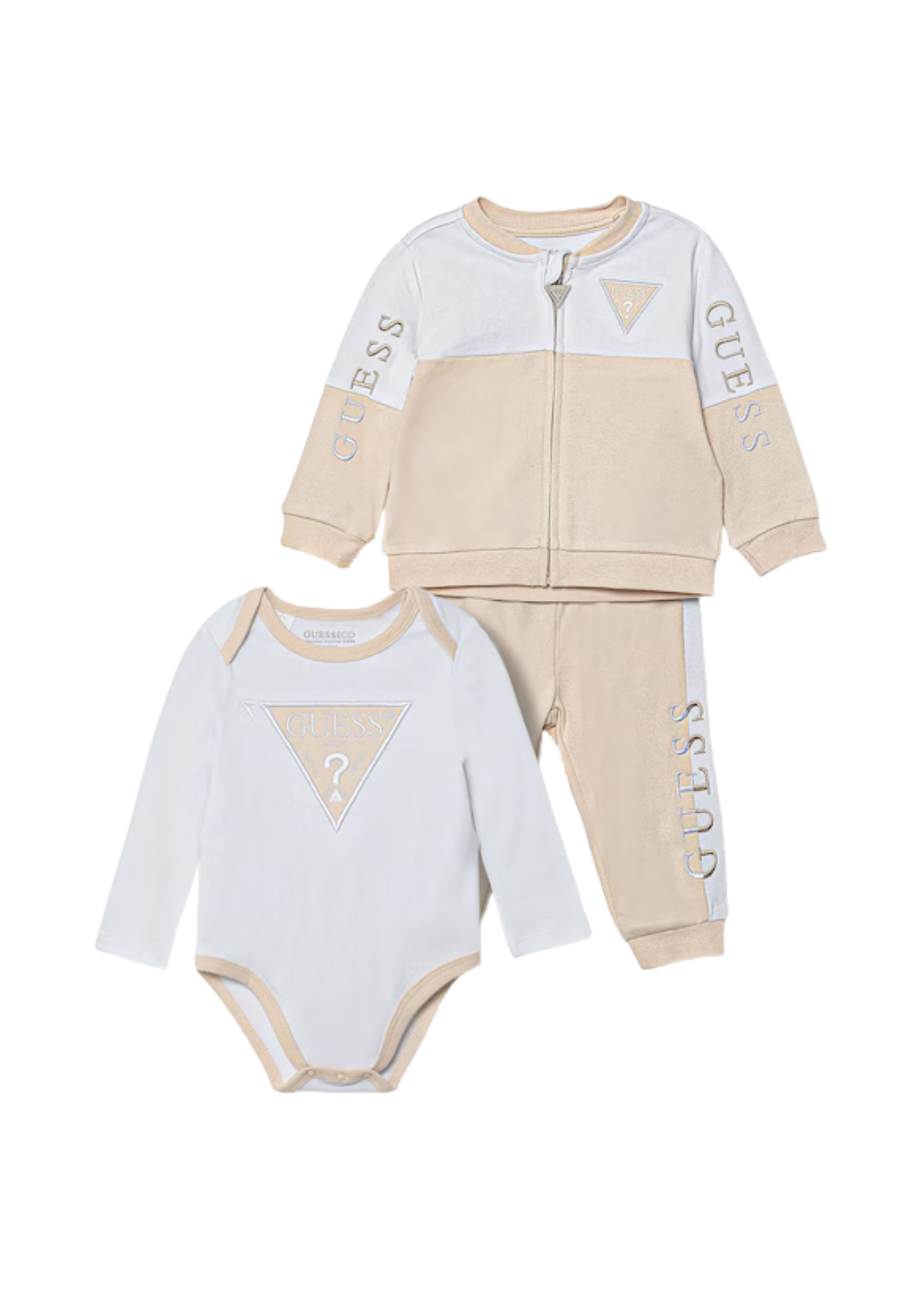 Trening 3 Piese Crem cu Bej Body Hanorac si Pantaloni H4YW00 KA6W4 F1UK Guess