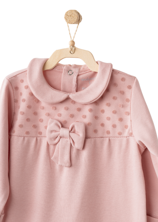 Salopeta Lunga Roz cu Buline si Guler si Bentita AC26242 Andywawa