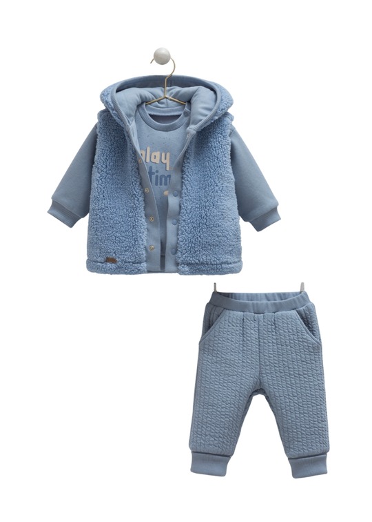 Trening 3 Piese Albastru cu Vesta din Plus TKE2096 Mell Sweet Baby