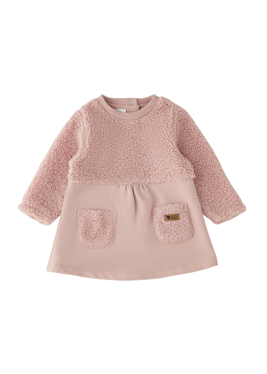 Rochie Roz Pal cu Maneca Lunga si Blanita Ecologica pentru Fetite 4H10300 – iDO