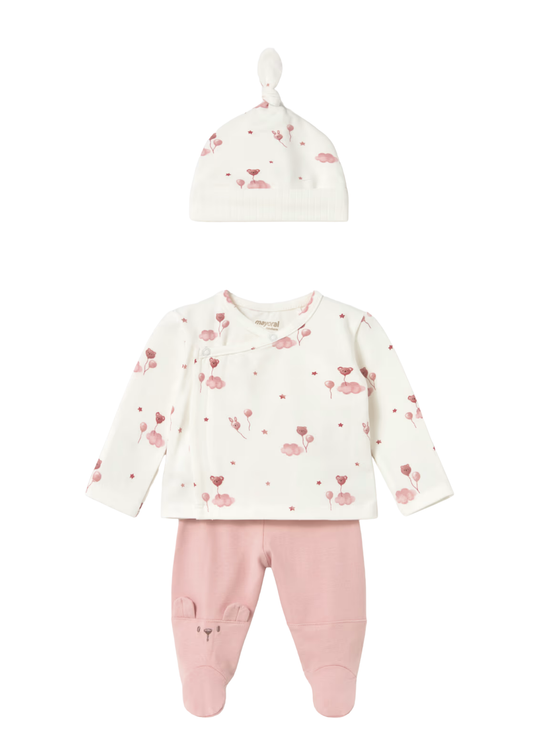 Set Pantaloni cu Botosei Roz pentru Nou-Nascute 2517 – Mayoral