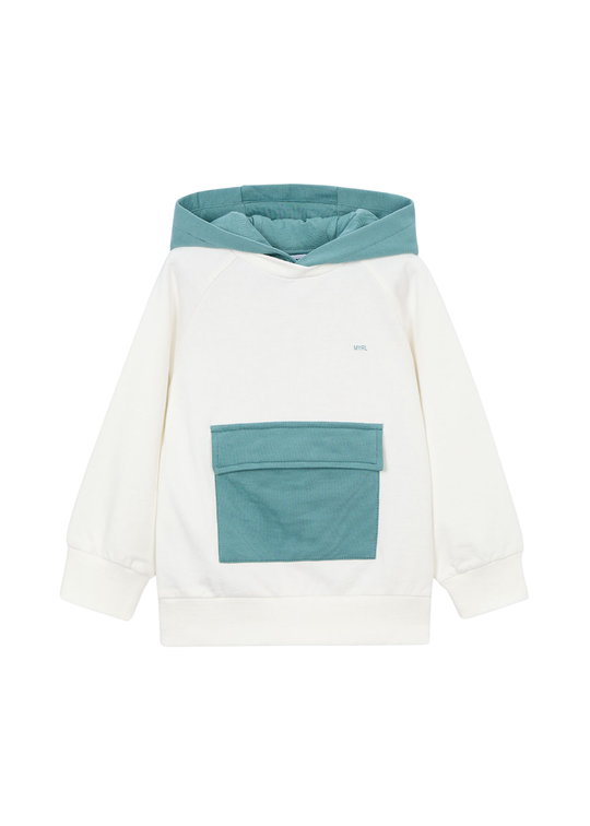 Bluza Sport Crem cu Verde cu Gluga 3433 Mayoral