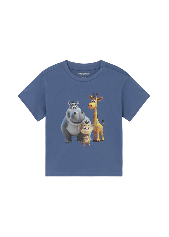 Tricou Albastru cu Maneca Scurta si Animale 1008 Mayoral
