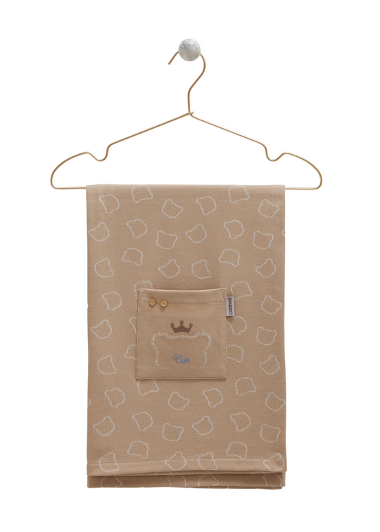 Pled Bumbac Bej Inchis cu Imprimeu Ursi 80 x 80 cm BTE1872 Mell Sweet Baby
