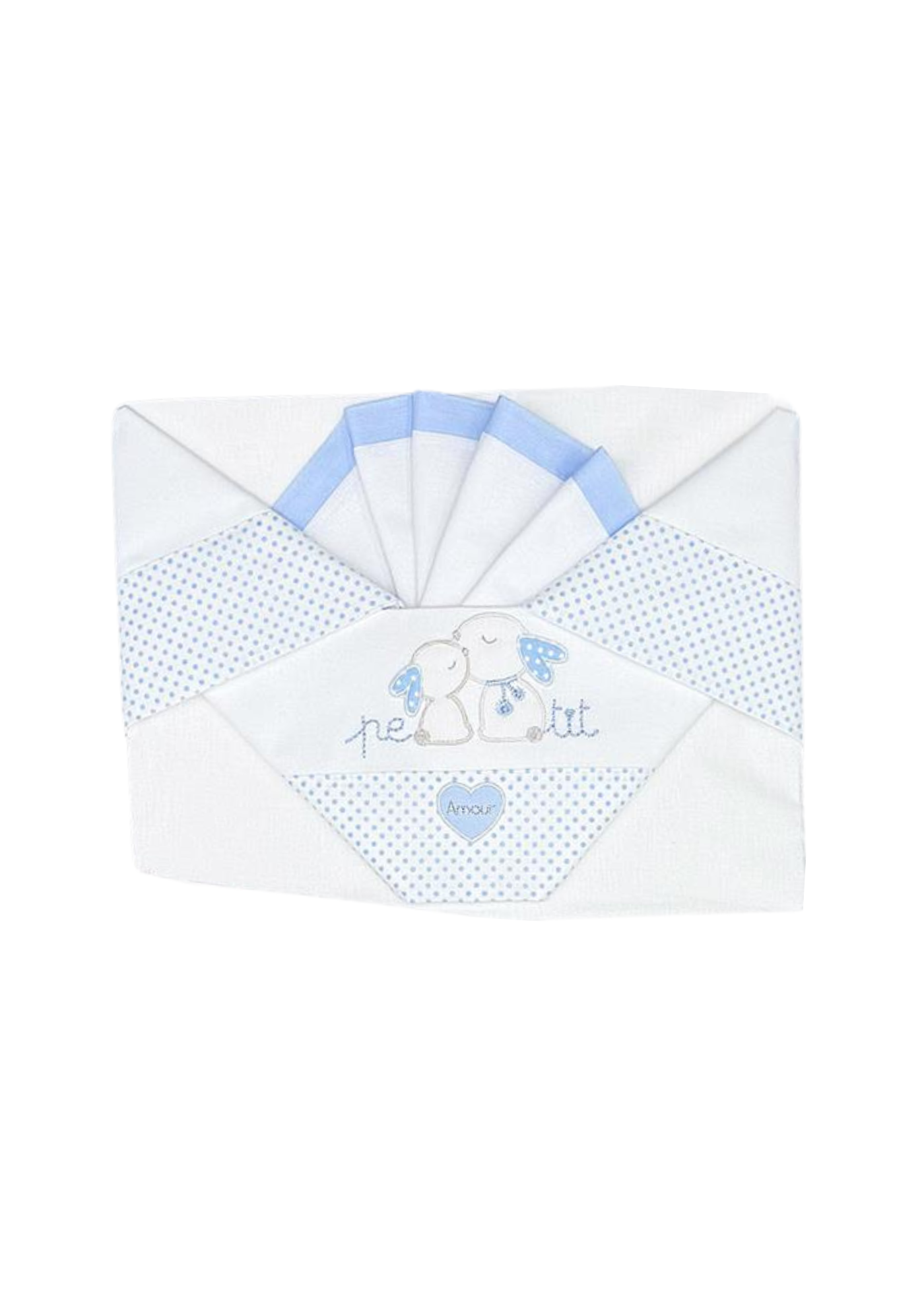 Set Lenjerie Patut 3 Piese Alb-Bleu cu Iepurasi D10 Andy&Helen