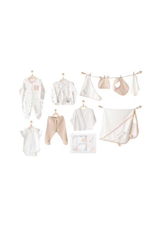 10 Piece Maternity Set Cream with Beige with Animal Print AC25851 Andywawa