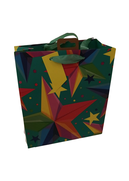 Punga Cadou Verde cu Stele SDE 402 M Gift Design