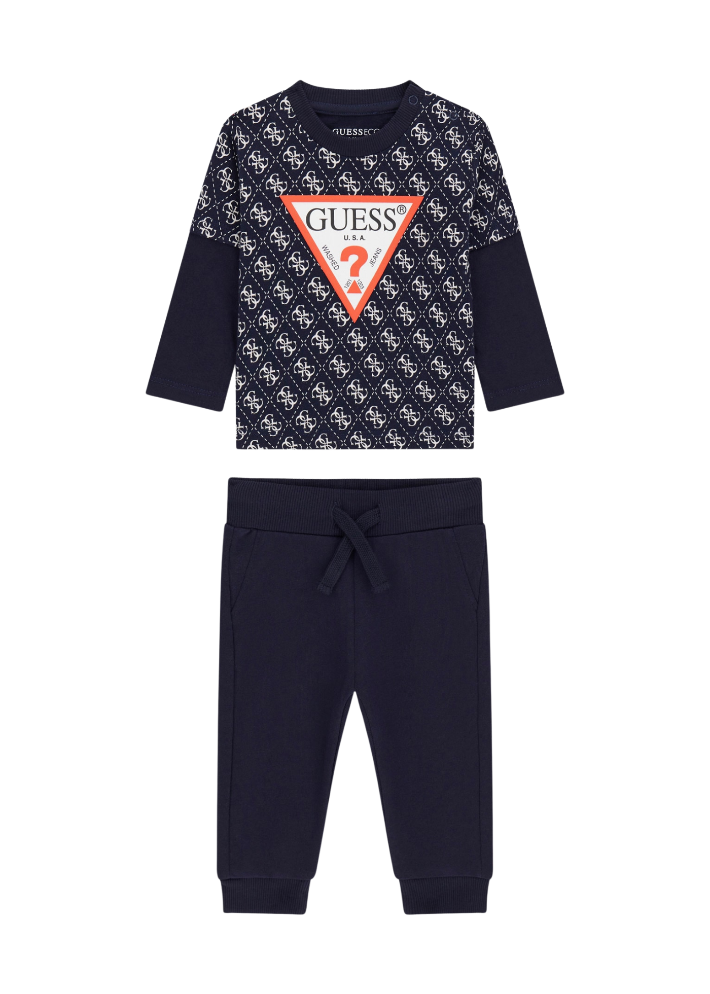 Set 2 Piese Bluza Bleumarin cu Monograma si Pantaloni Lungi Bleumarin I5YG00 K8HM4 P7SR Guess