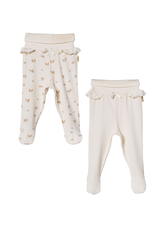 Set 2 Perechi Pantaloni Lungi Bej Imprimeu Maro Micromodal CSYM31129 Baby Cosy