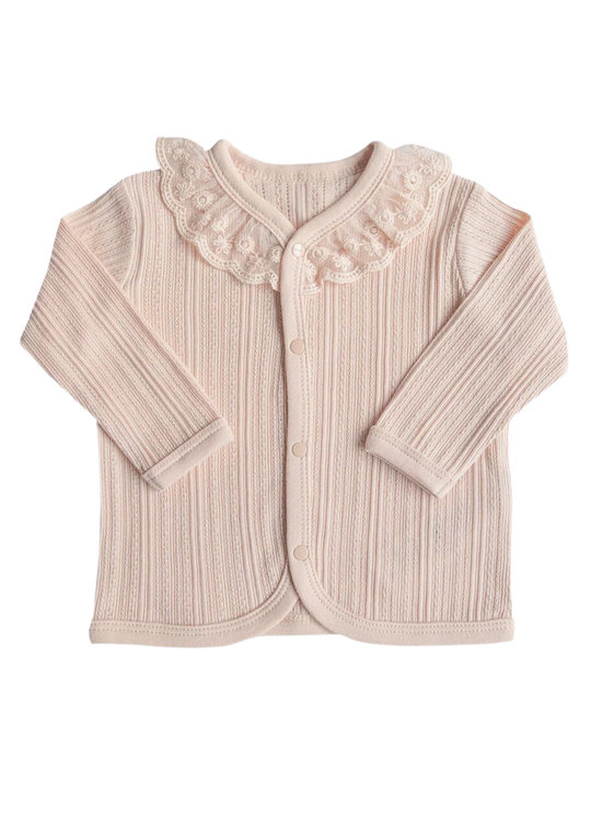 Pink Blouse with Snaps and Lace Collar S60633 Kitikate