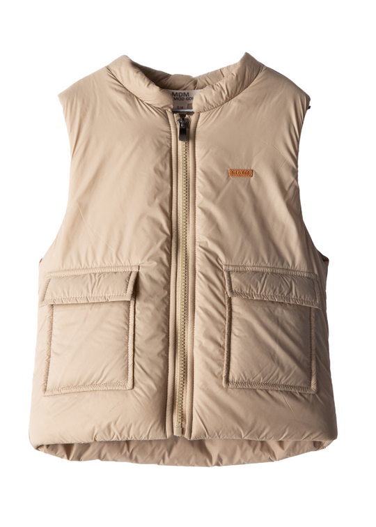 Beige Fas Vest with Zipper M53118 Midimod Gold