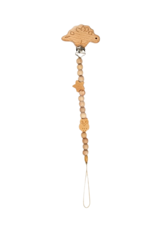 Organic Wooden Pacifier Holder with Dinosaur CSYA1000 Baby Cosy