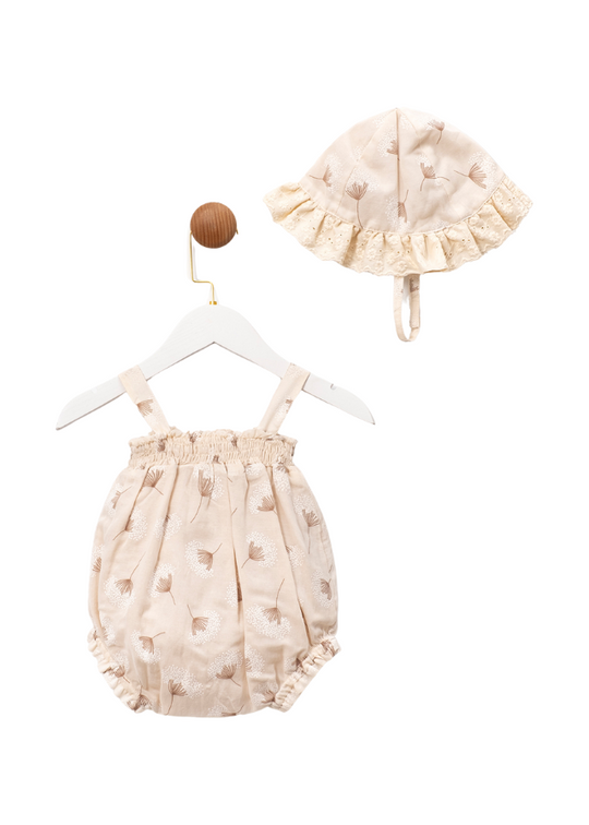 Set 2 Piese Body Bej cu Bretele si Palarie MJ112 Mary & Joe