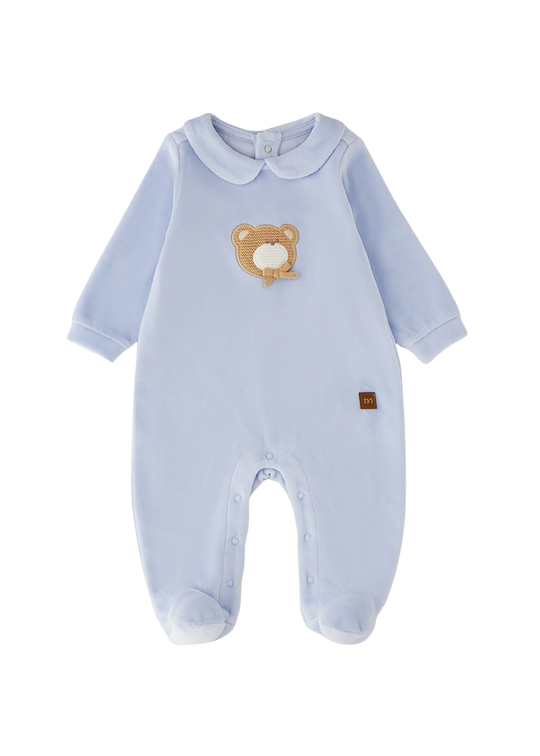 Salopeta Lunga din Velur Bleu cu Model Urs pentru Baieti 676 – Minibanda