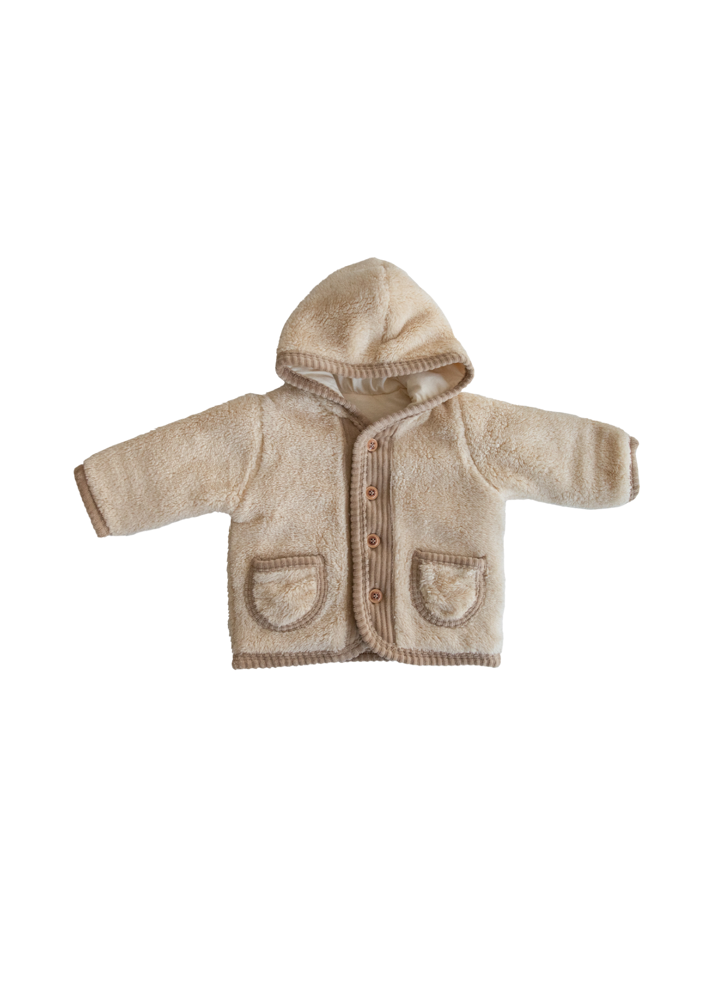 Jacheta din Plus Bej cu Gluga si Nasturi S60411 Kitikate