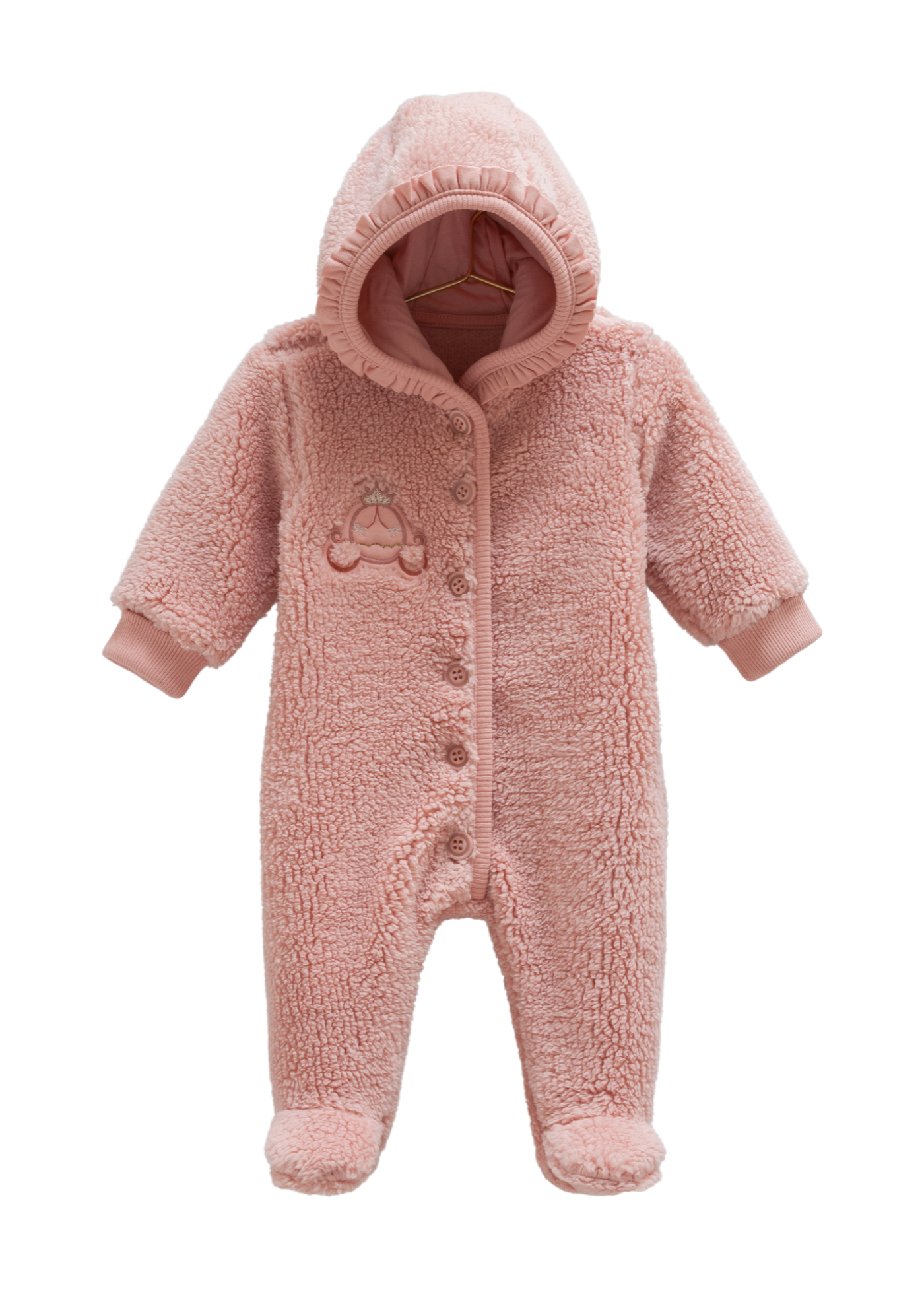 Combinezon Roz Pudra din Plus cu Gluga si Nasturi TK2115 Mell Sweet Baby