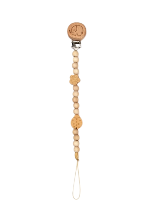 Organic Wooden Pacifier Holder with Little Elephant CSYA1000 Baby Cosy