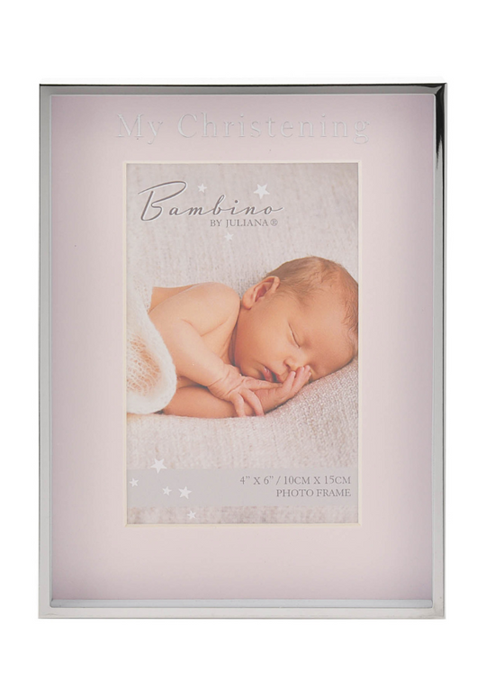 Rama Foto Argintie cu Interior Roz My Christening Day  BM138 Bambino By Juliana