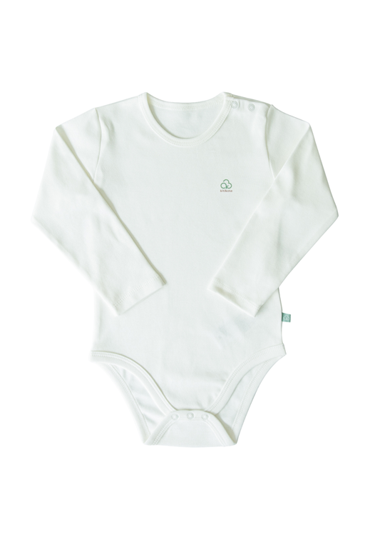 Long Sleeve Cream Organic Cotton Bodysuit S41565 Kitikate