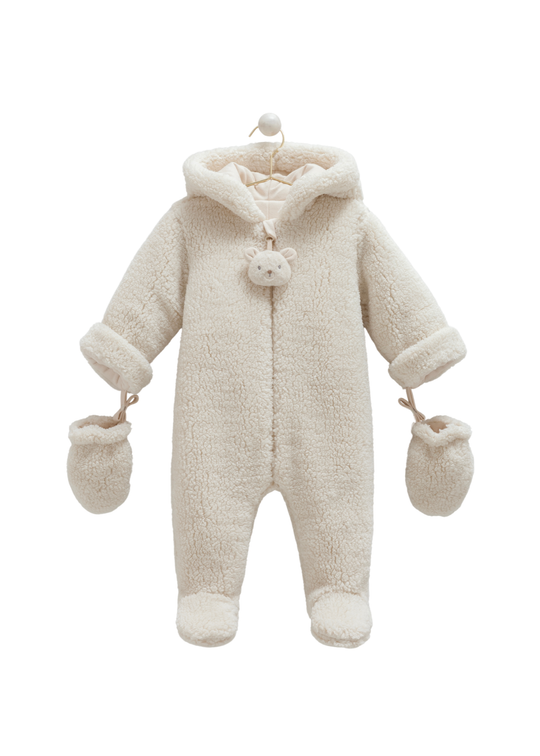 Combinezon Bej din Plus cu Gluga si Ursulet la Fermoar TE2110 Mell Sweet Baby