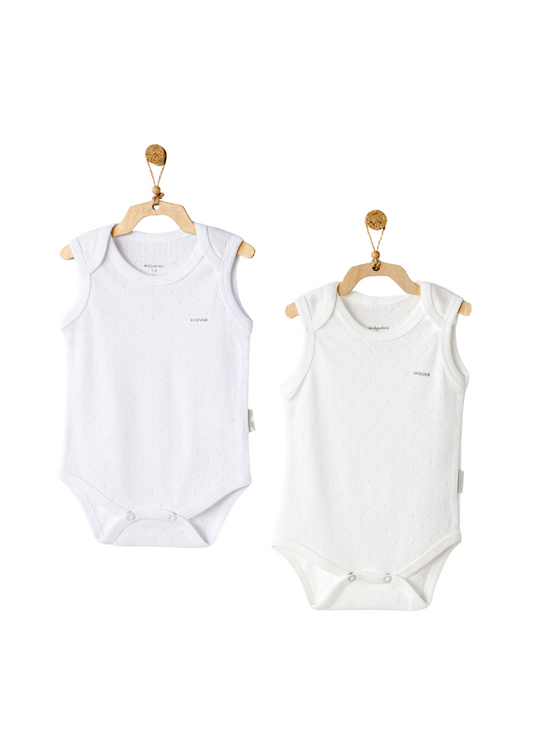 Set of 2 White Bodysuits Unisex AC24700 Andywawa