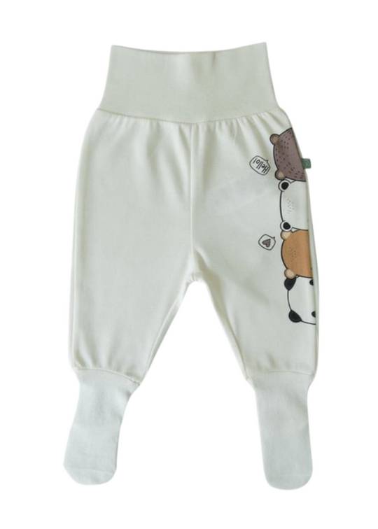 Cream Long Pants with Bears in Organic Cotton S47055 KitiKate