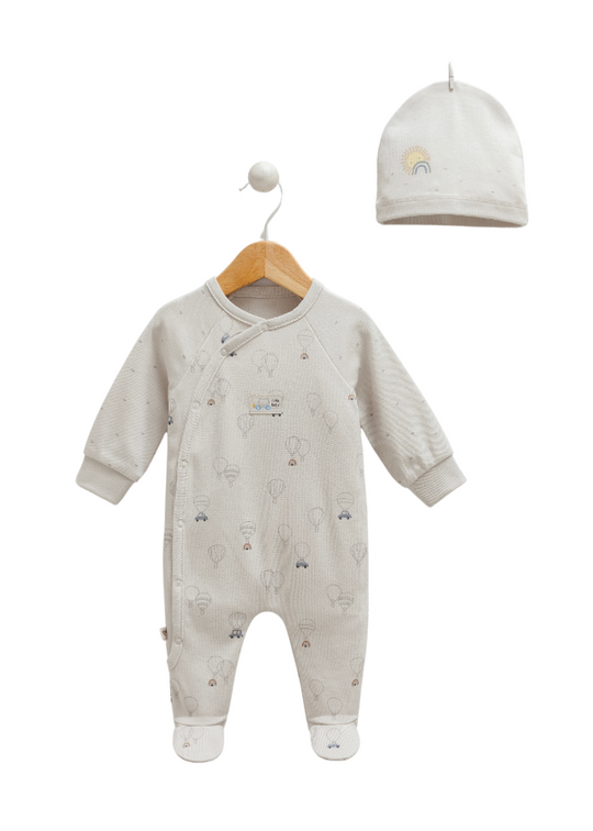 Long Gray Jumpsuit with Car Print and Flying Cars Fes TE1194 Mell Sweet Baby