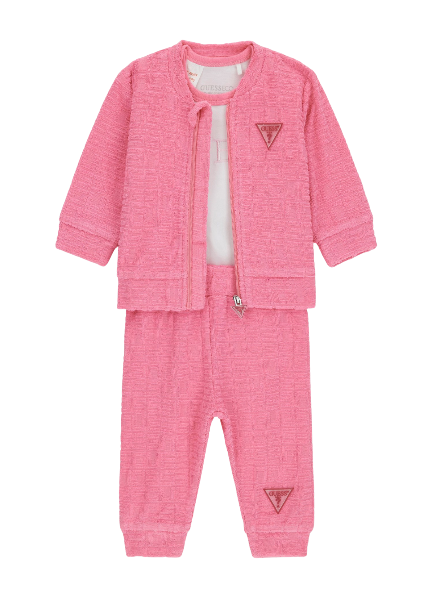 Trening 3 Piese Hanorac si Pantaloni Frez si Body cu Maneca Lunga Alb H5YW10 KBU64 G6N3 Guess