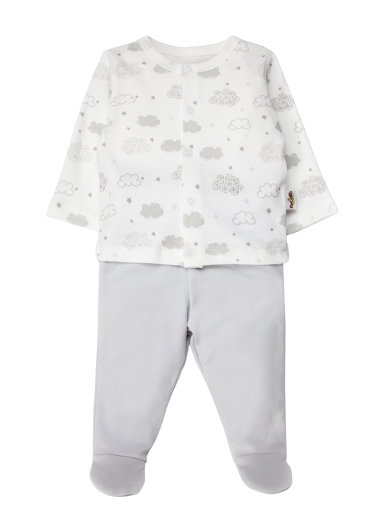 Set de Pijamale din 2 Piese, cu Botosei, din Bumbac Organic, cu Norisori F1542 – Bebetto