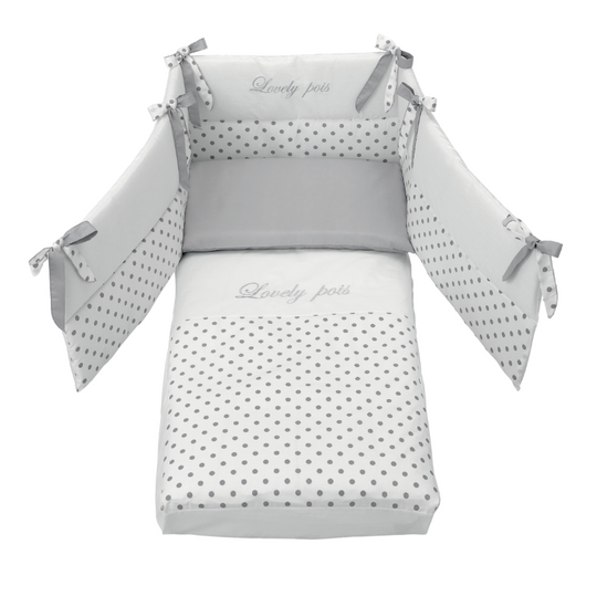 Набір захисту для спільного сну з 4 предметів Cotton Contact Collection Grey Azzurra 