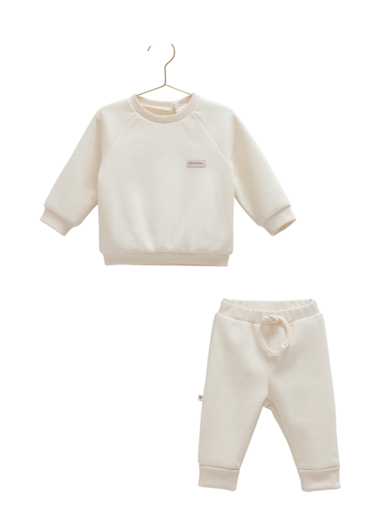 Trening 2 Piese Bluza Sport si Pantaloni Lungi Crem TKK1883 Mell Sweet Baby