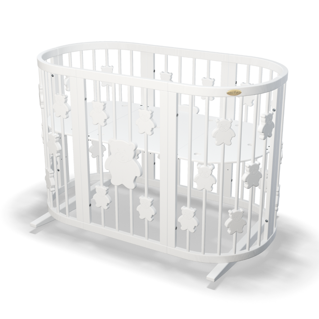 Patut Smart Ursuleti Rotund-Oval Evolutiv Transformabil Cosleeper 9in1 Lemn Arin 72 cm INGVART