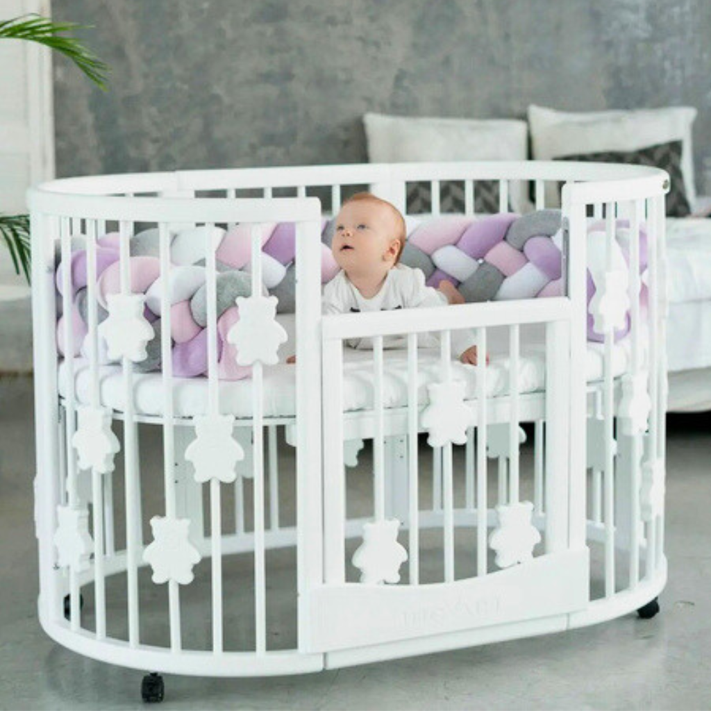 Patut Smart Ursuleti Rotund-Oval Evolutiv Transformabil Cosleeper 9in1 Lemn Arin 72 cm INGVART