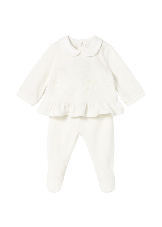 Set Bluza si Pantaloni Lungi Velur Crem 2554 Mayoral