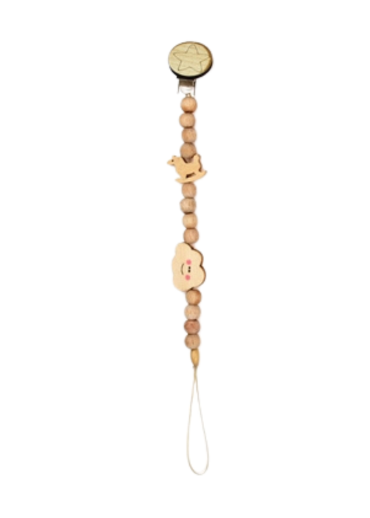 Organic Wooden Pacifier Holder with Star CSYA1000 Baby Cosy