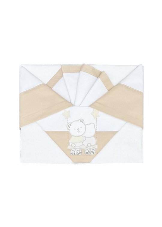 Set Lenjerie Patut 3 Piese Alb-Crem cu Ursuleti in Leagan D04 Andy&Helen