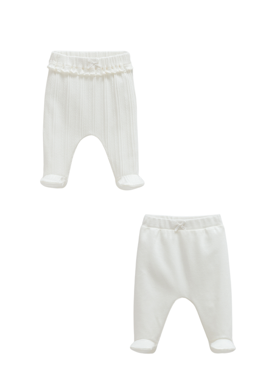 Set 2 Perechi Pantaloni cu Picior Bumbac Crem APK1938 Mell Sweet Baby
