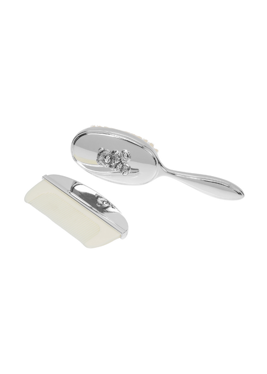 Set Perie si Pieptan Argintate cu Urs 6310 Celebrations