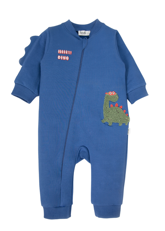 Salopeta fara Botosei cu Fermoar si Dinozaur Aplicat Bleumarin Dino K5487 – Bebetto