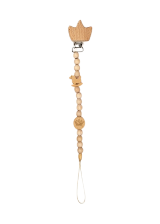 Organic Wooden Soother Holder with Crown CSYA1000 Baby Cosy