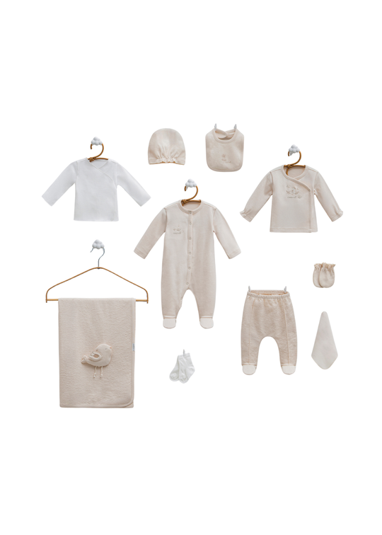 Set 10 Piese Maternitate Bej cu Pui ZK2277 Mell Sweet Baby