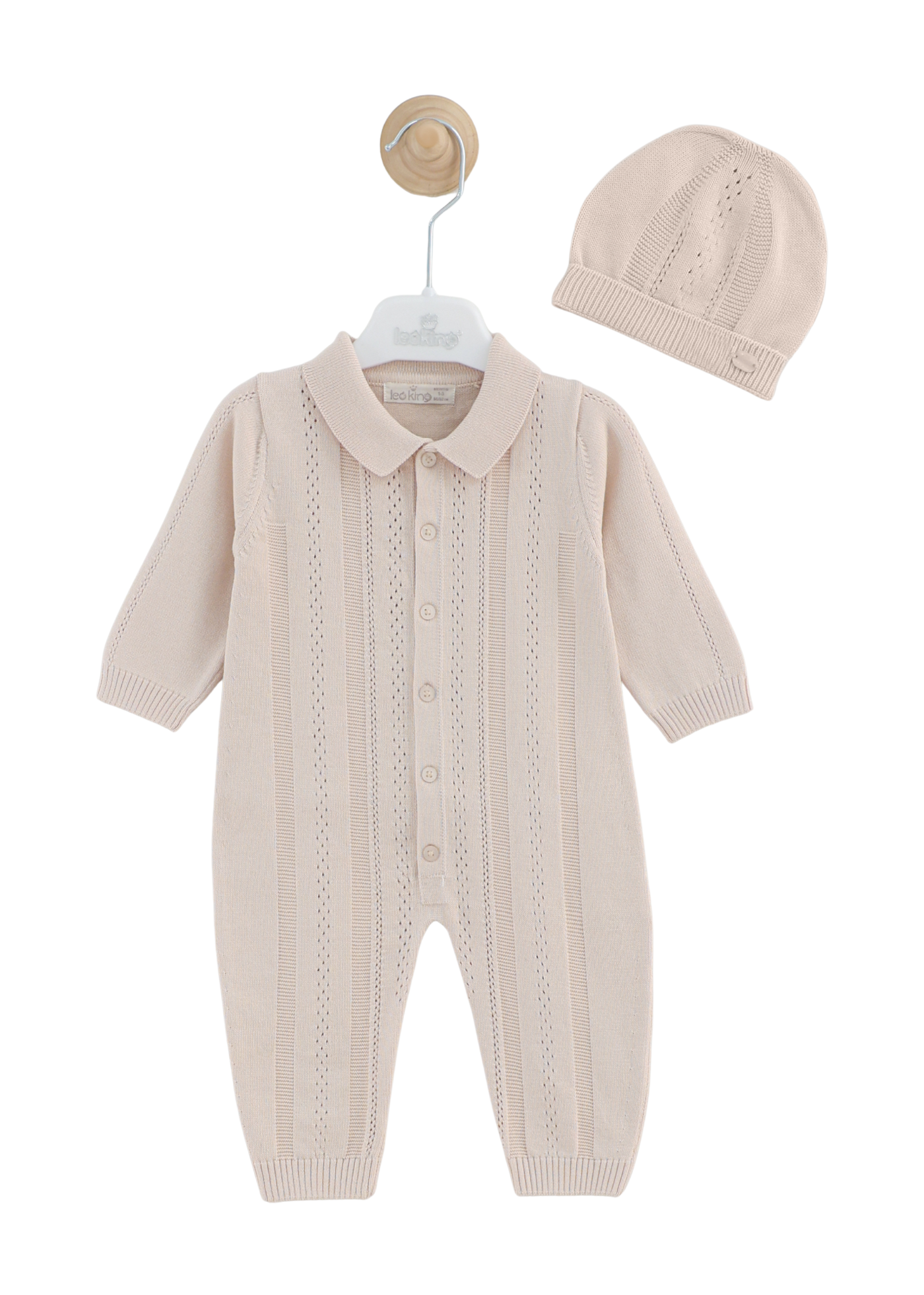 Salopeta Tricotata Lunga Bej cu Fes 7440 Leo King