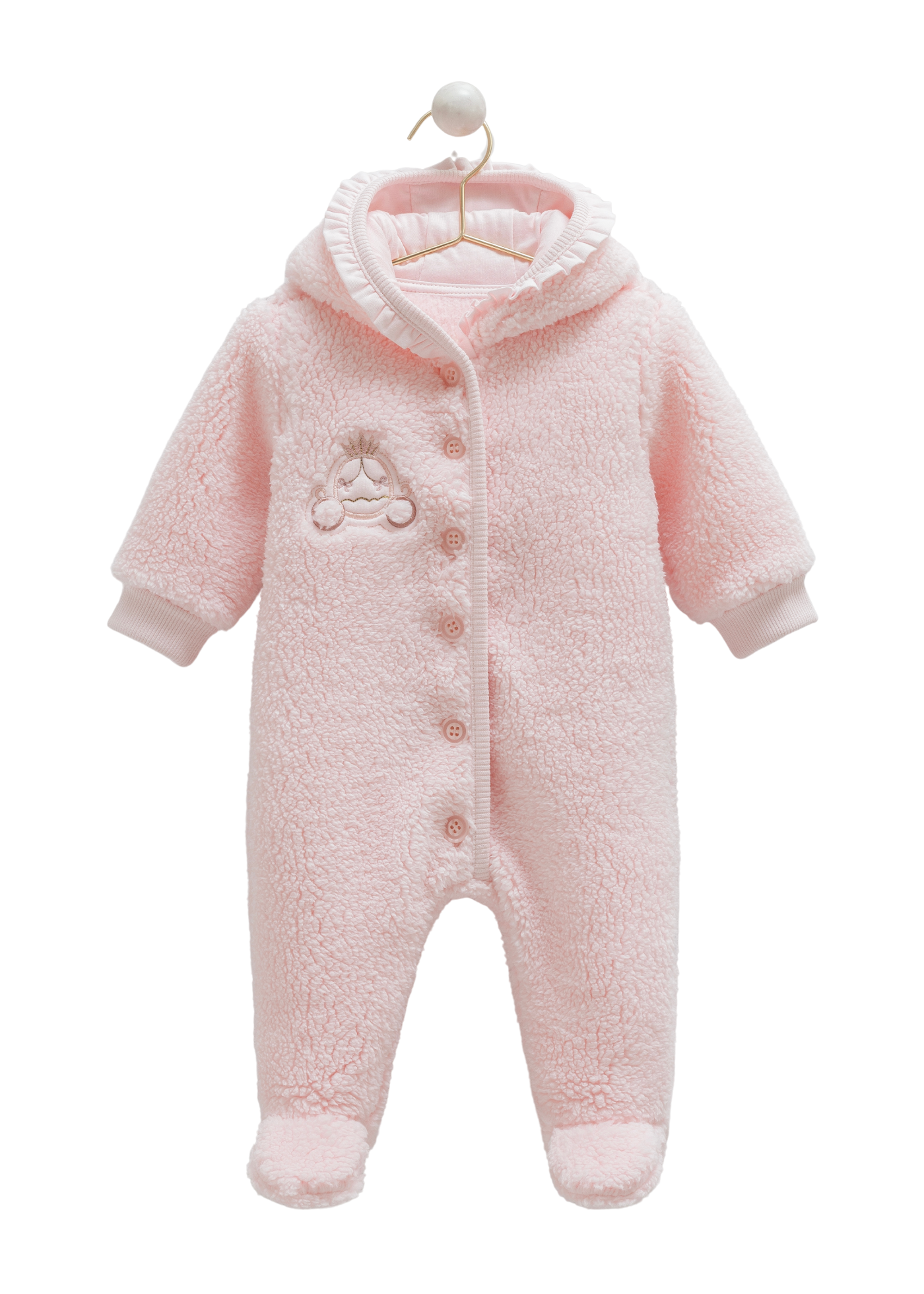 Combinezon Roz din Plus cu Gluga si Nasturi TK2115 Mell Sweet Baby