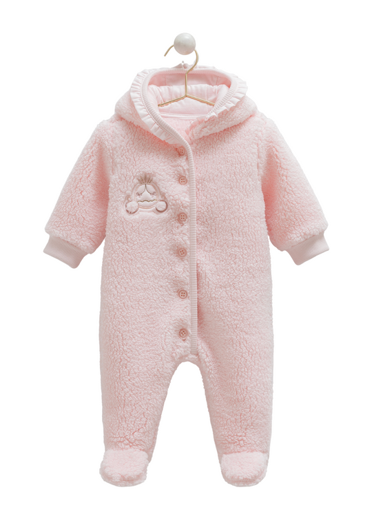 Combinezon Roz din Plus cu Gluga si Nasturi TK2115 Mell Sweet Baby