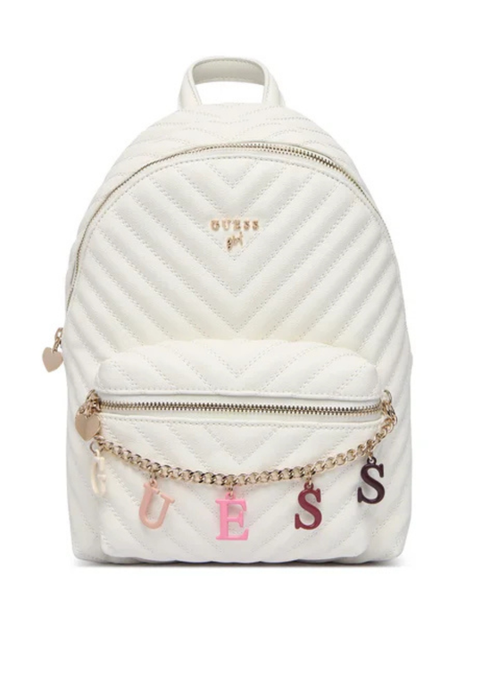 Rucsac Ivory Matlasat cu Accesorii Litere Colorate J4RZ17 WFZL0 FK13 Guess